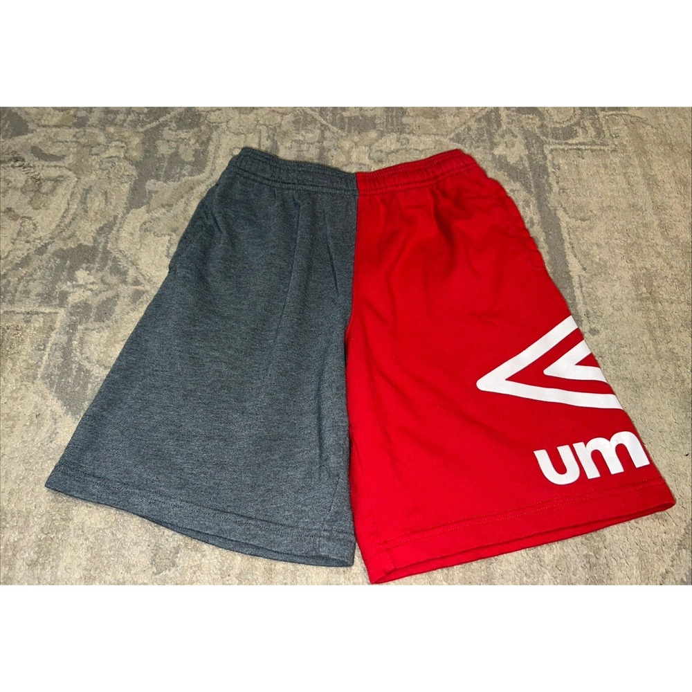 Umbro Shorts Youth Boys Sz Large 12-14 Athletic Red Gray Soccer Sports